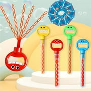 XiYin 32 Hole Smiling Face Bubble Stick with Bubbles Refill, 2024 New Children's Bubble Wand Toy, Bubble Machine for Summer Toy Party Favor, Outdoors Activity, Easter Basket Stuffers, Birthday Gift